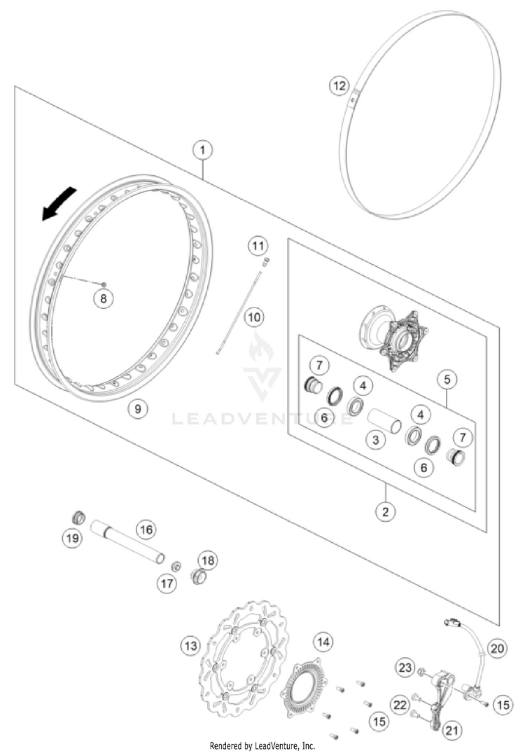 Front Wheel 701 ENDURO US CHASSIS - 2024 Schematic