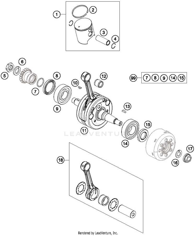 Crankshaft, Piston TC 85 19/16 ENGINE - 2019 Schematic
