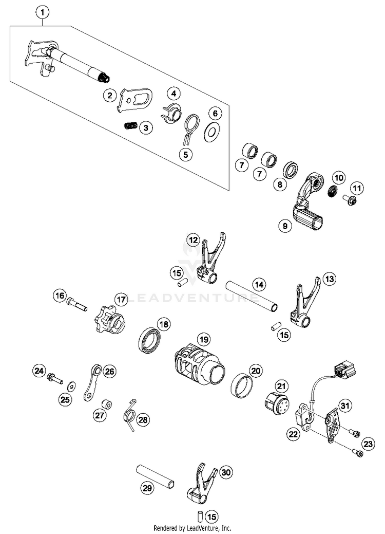 Shifting Mechanism FC 250 ENGINE - 2016 Schematic