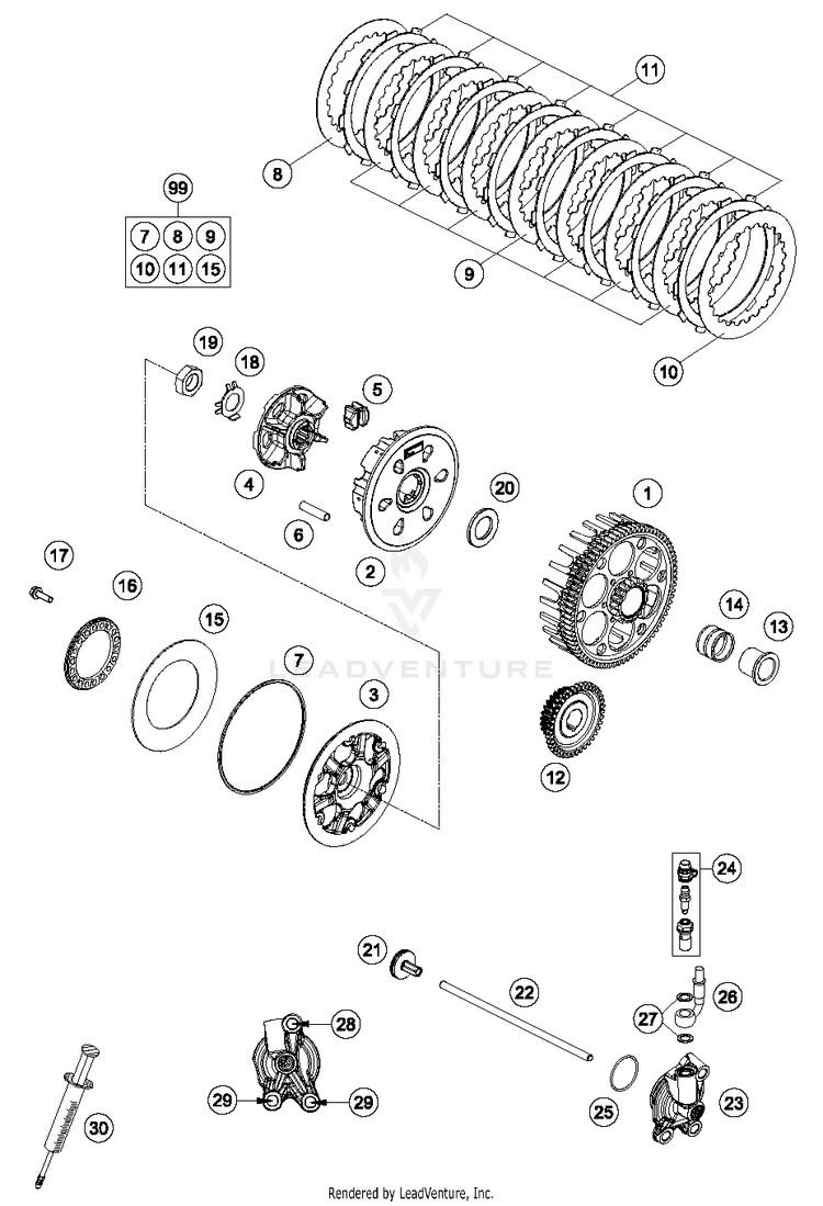 Clutch TC 250 ENGINE - 2018 Schematic
