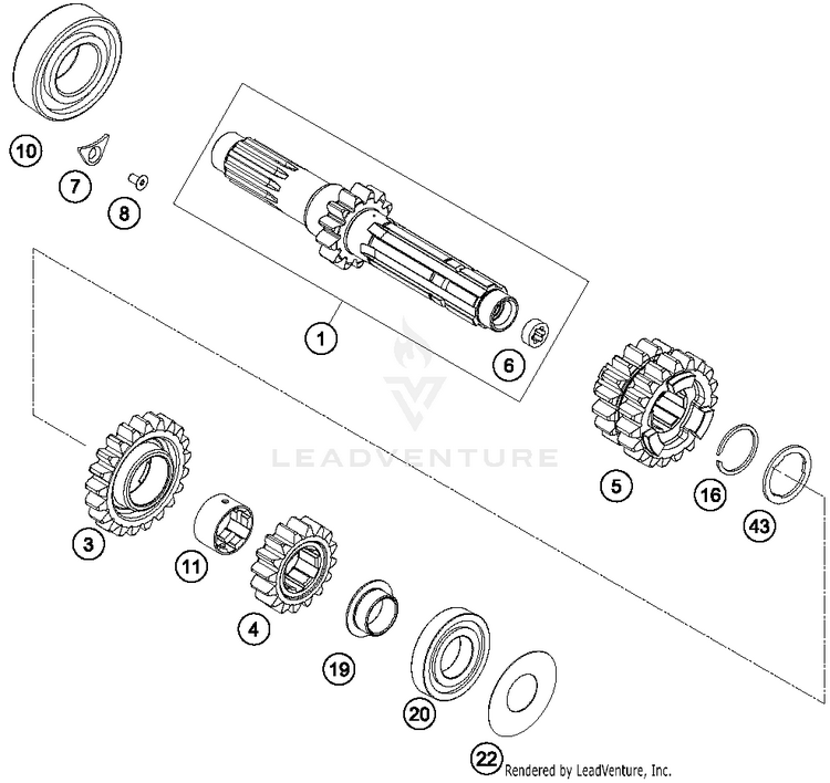 Transmission I - Main Shaft FC 250 ENGINE - 2015 Schematic