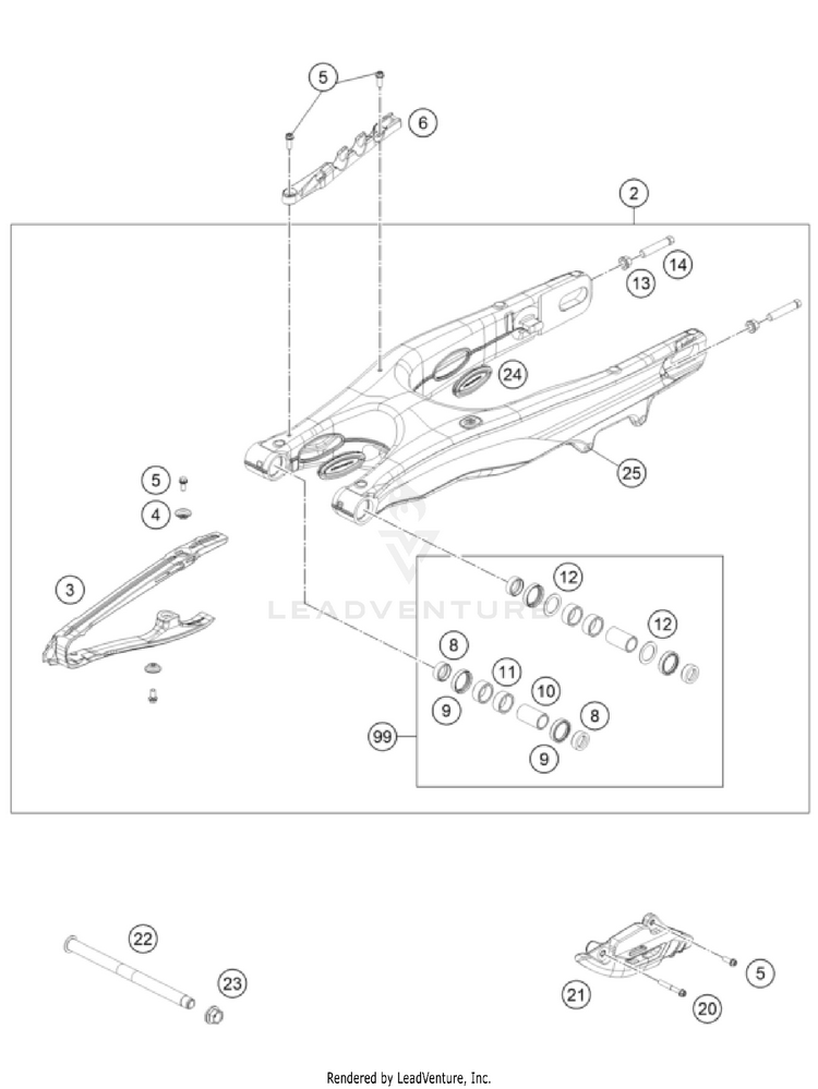 Swing Arm FE 450 CHASSIS - 2025 Schematic