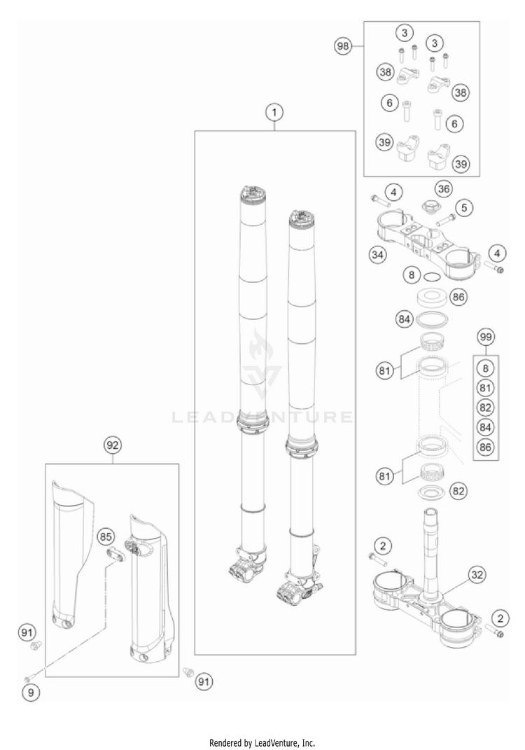 Front Fork, Triple Clamp Schematic