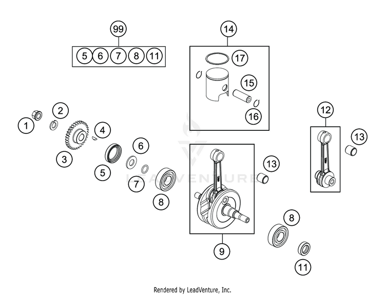 Crankshaft, Piston TC 50 ENGINE - 2020 Schematic