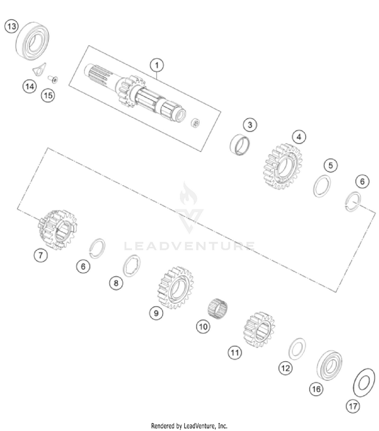 Transmission I - Main Shaft TC 250 Engine - 2022 Schematic