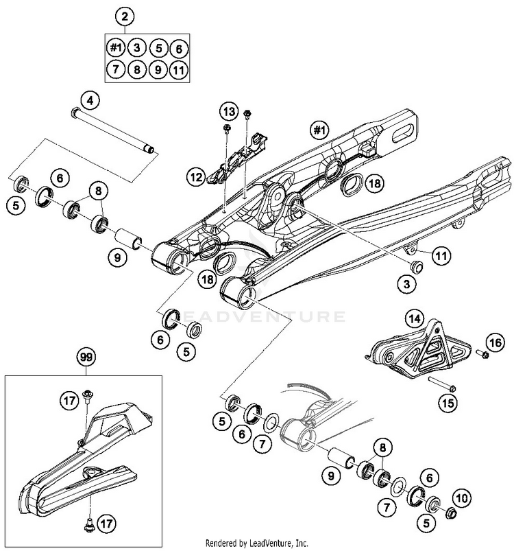 Swing Arm TC 85 19/16 CHASSIS - 2019 Schematic
