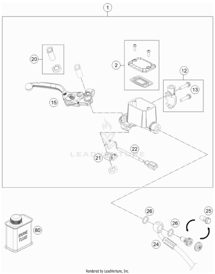 Front Brake Control 701 ENDURO CHASSIS - 2023 Schematic