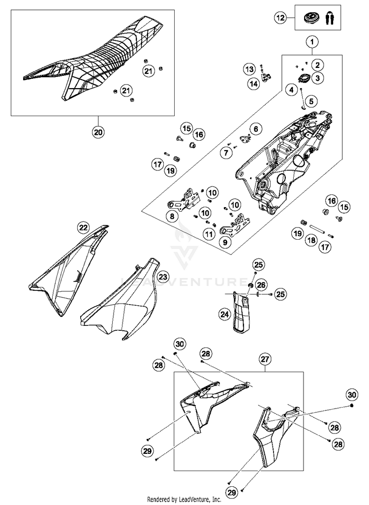 Tank, Seat, Cover 701 SUPERMOTO CHASSIS - 2016 Schematic