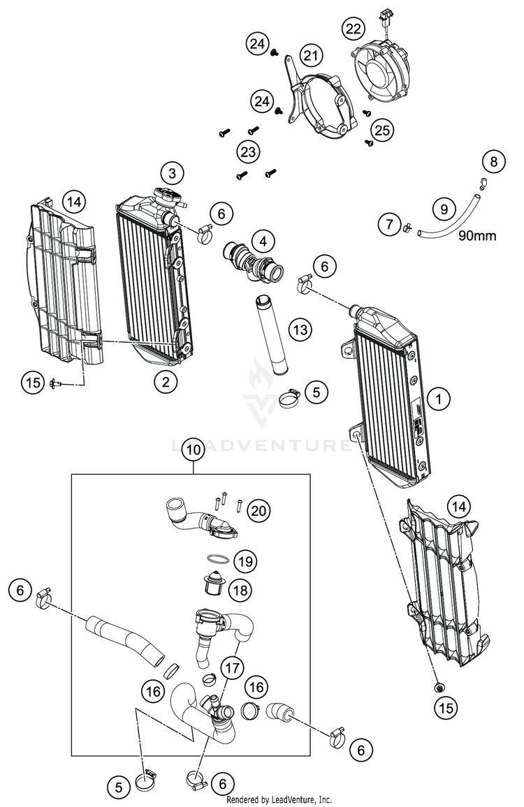 Cooling System FE 350s Engine - 2021 Schematic