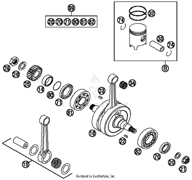 Crankshaft, Piston TC 125 ENGINE - 2014 Schematic