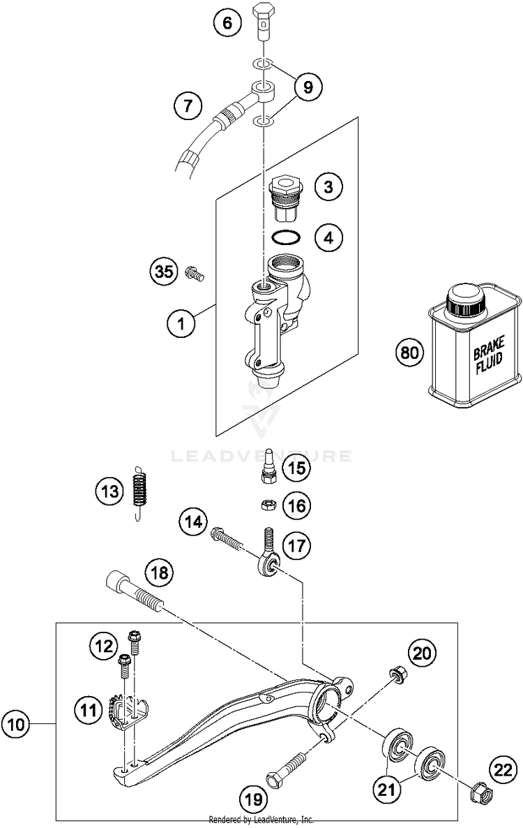 Rear Brake Control TE 250 CHASSIS - 2015 Schematic