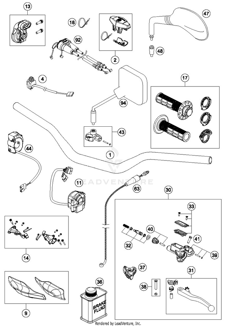 Handlebar, Controls FE 450 CHASSIS - 2019 Schematic