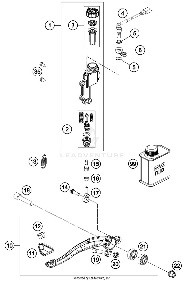 Rear Brake Control FE 250 CHASSIS - 2019 Schematic