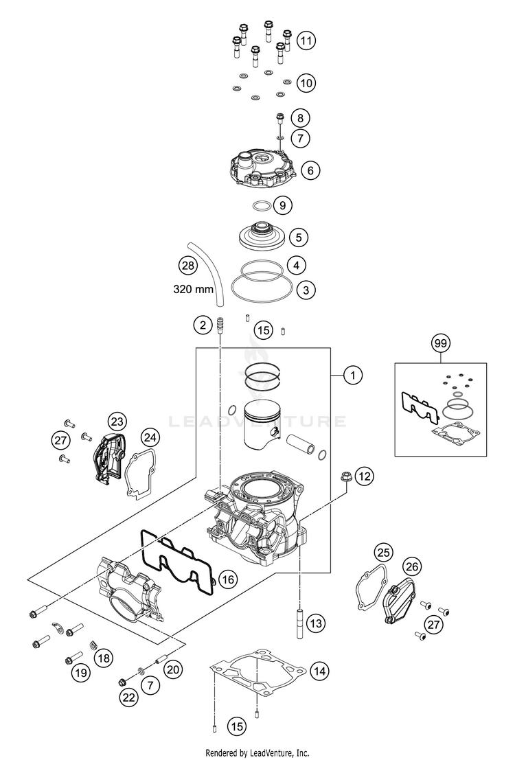 Cylinder, Cylinder Head TC 125 Engine - 2021 Schematic