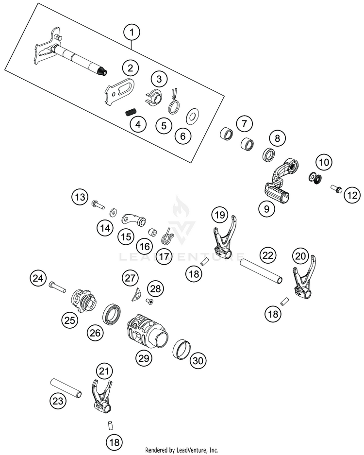Shifting Mechanism TC 250 Engine - 2021 Schematic