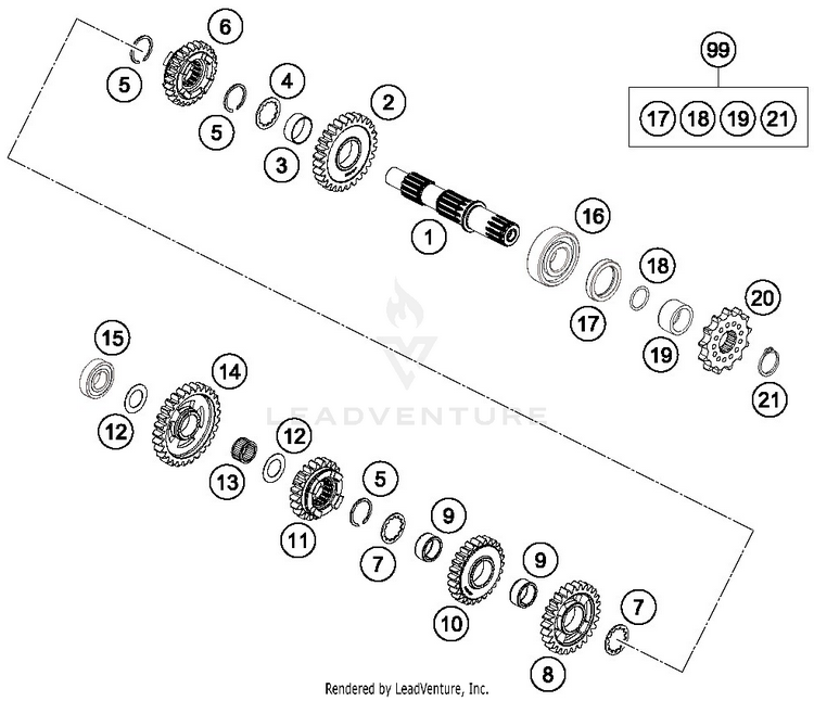 Transmissionii - Countershaft Schematic
