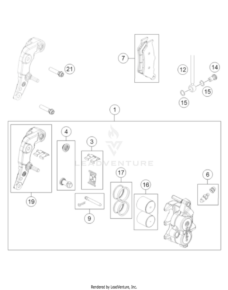 Front Brake Caliper 701 ENDURO US CHASSIS - 2022 Schematic