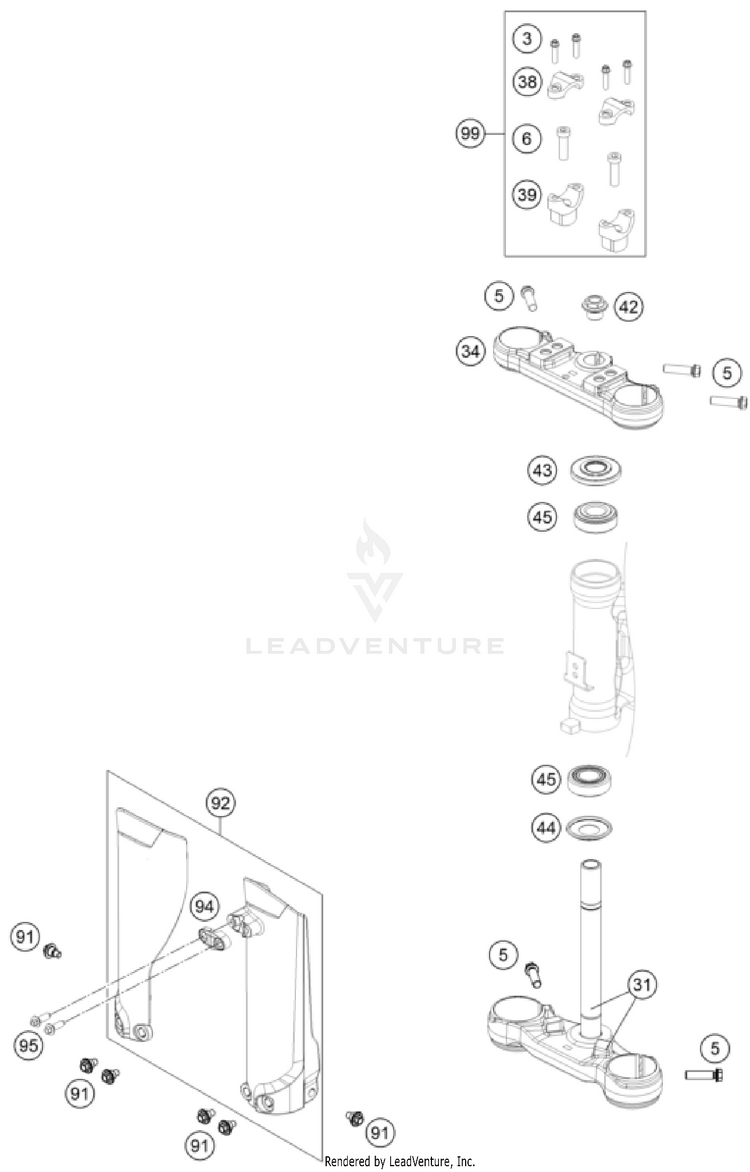 Front Fork, Triple Clamp TC 65 CHASSIS - 2026 Schematic