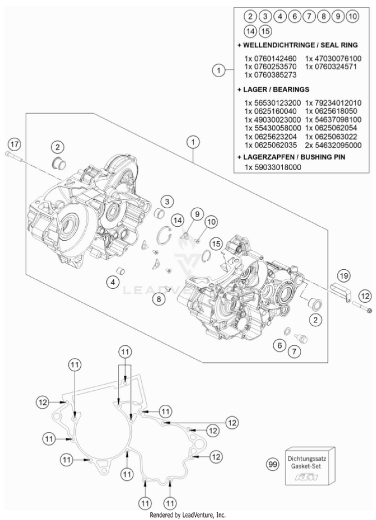 Engine Case TC 250 Engine - 2022 Schematic