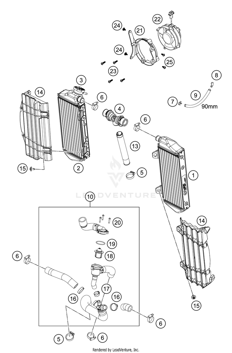 Cooling System FE 350 Engine - 2021 Schematic