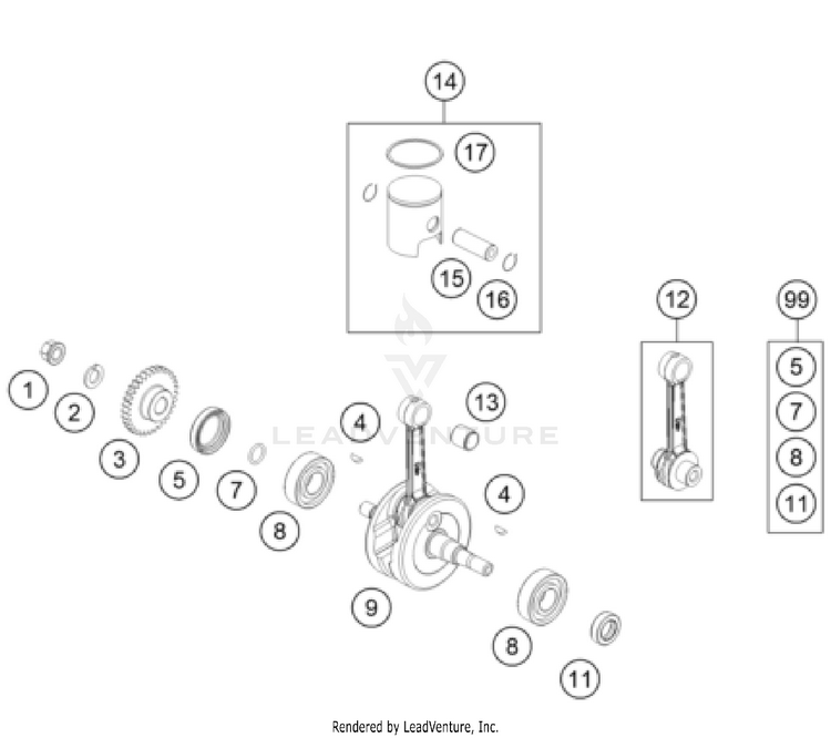 Crankshaft, Piston TC 50 ENGINE - 2025 Schematic