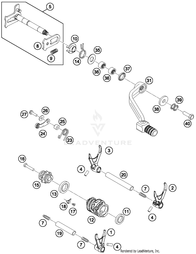 Shifting Mechanism FE 250 ENGINE - 2015 Schematic