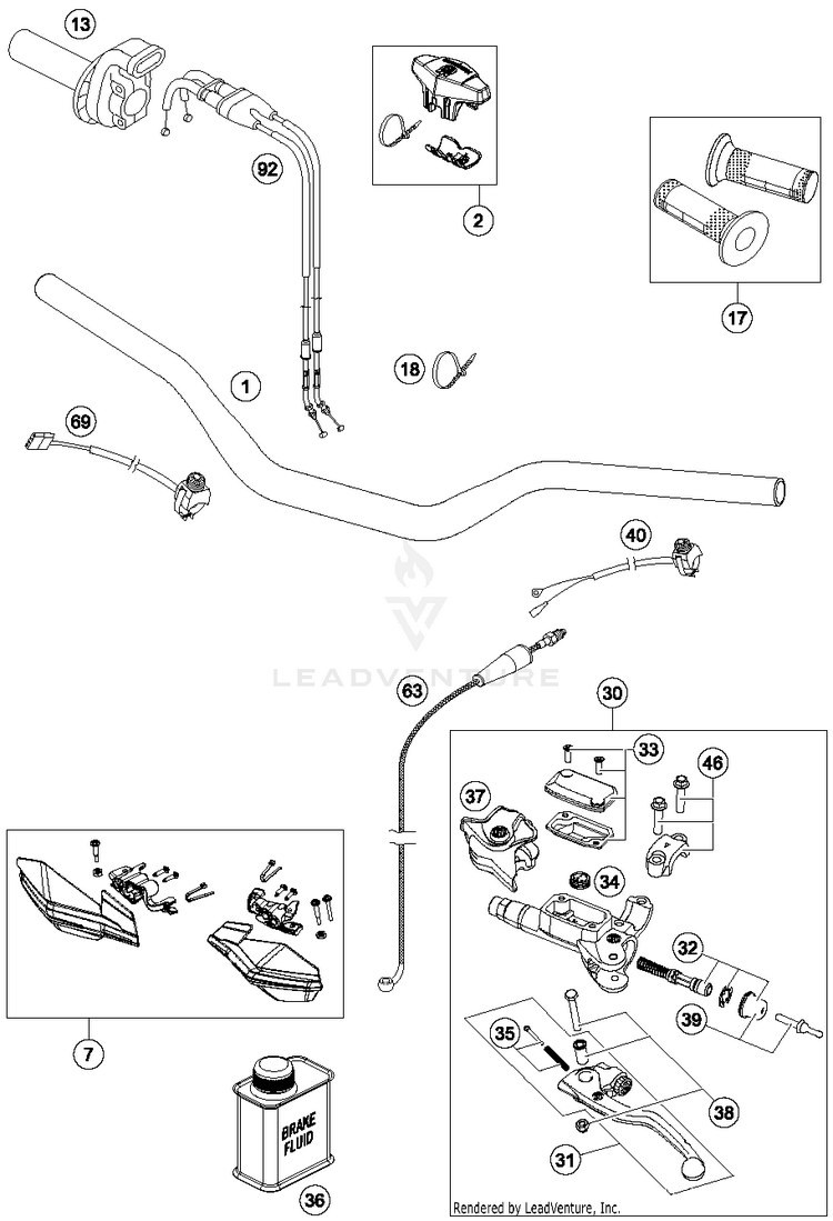 Handlebar, Controls FE 250 CHASSIS - 2015 Schematic