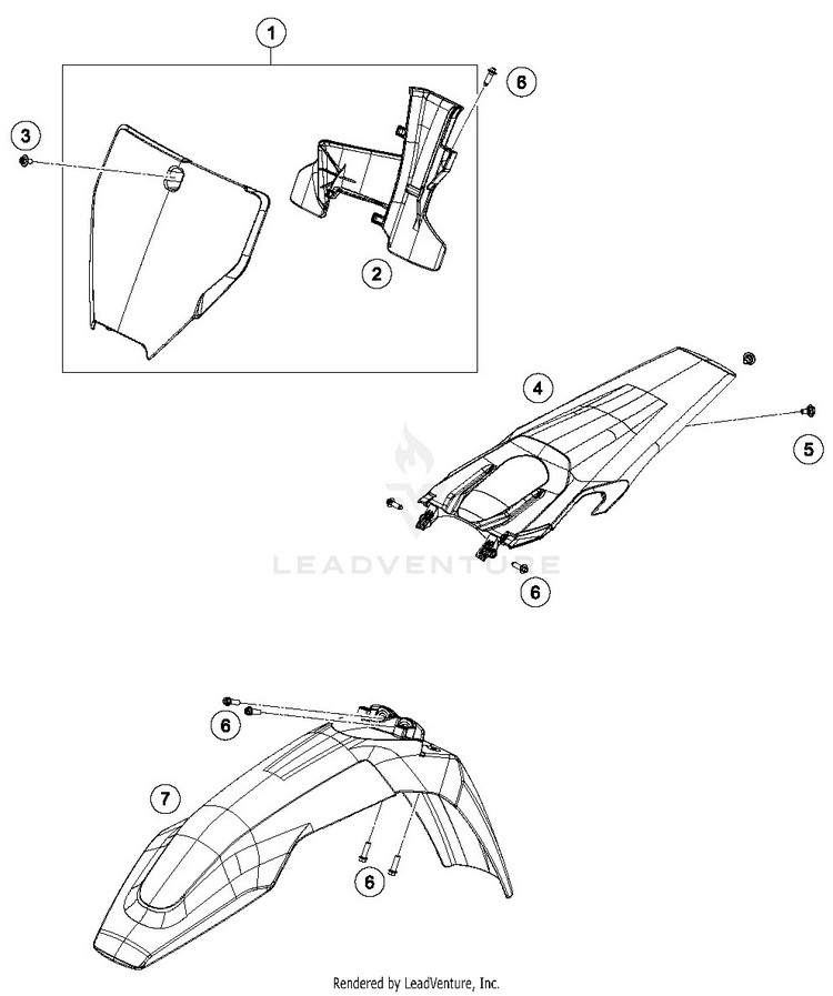 Mask, Fenders TC 125 CHASSIS - 2019 Schematic
