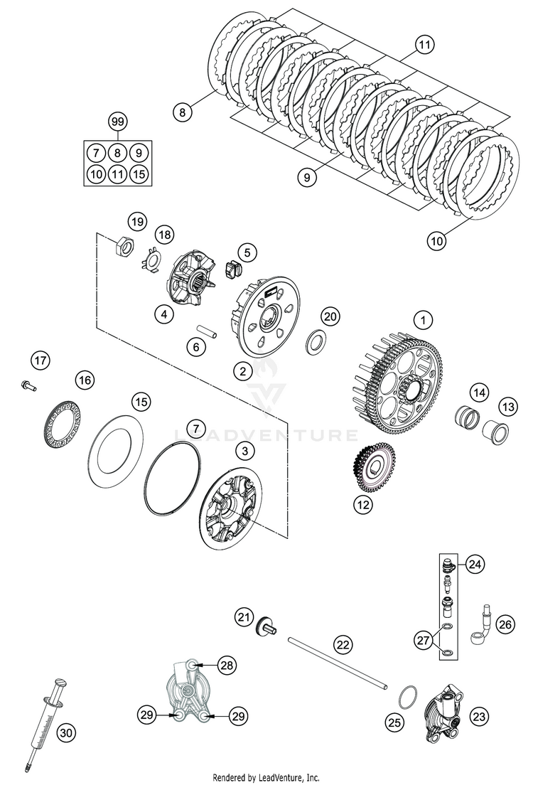 Clutch TC 250 Engine - 2021 Schematic