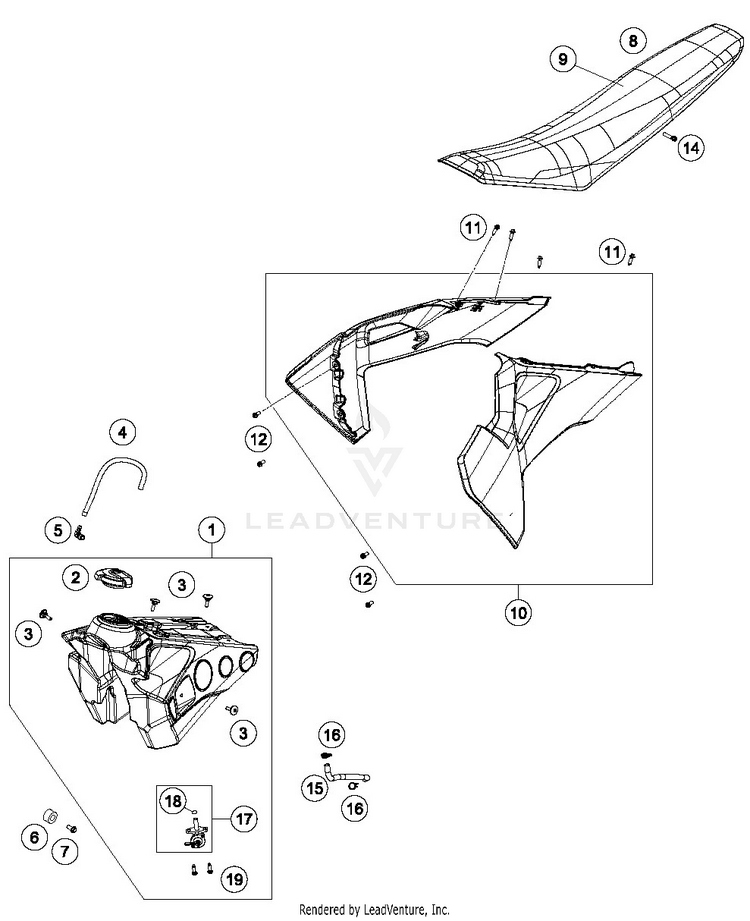 Tank, Seat TC 125 CHASSIS - 2019 Schematic