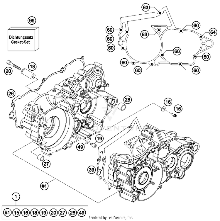 Engine Case TE 250 ENGINE - 2014 Schematic