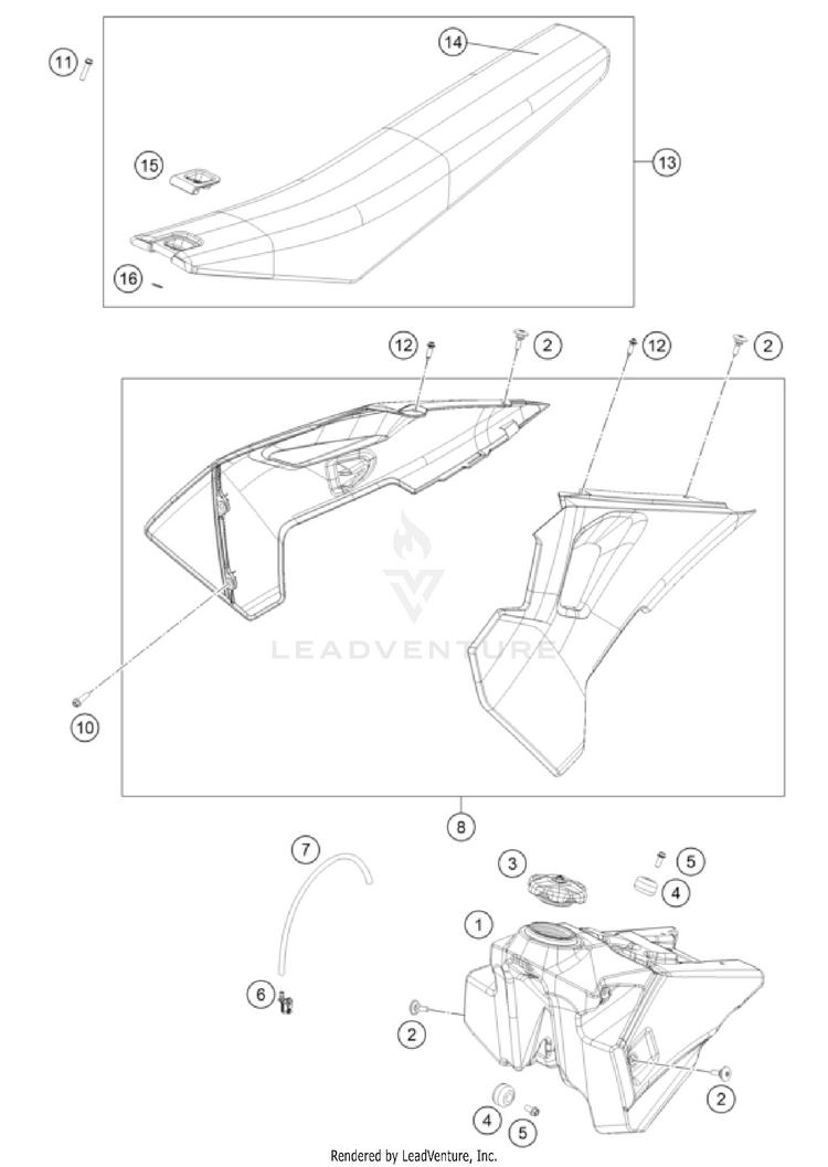 Tank, Seat TC 250 CHASSIS - 2025 Schematic