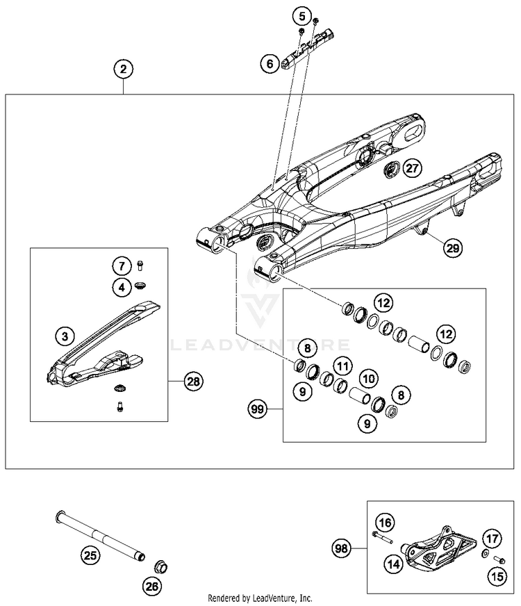 Swing Arm TC 250 CHASSIS - 2018 Schematic