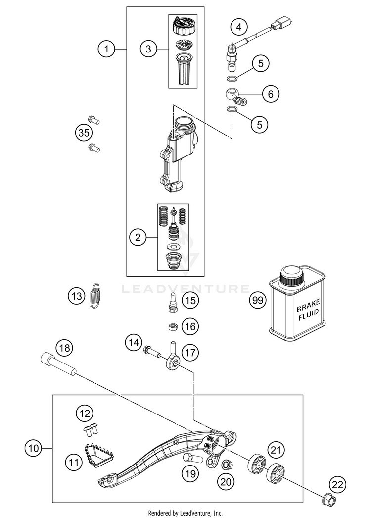 Rear Brake Control FE 350s CHASSIS - 2021 Schematic