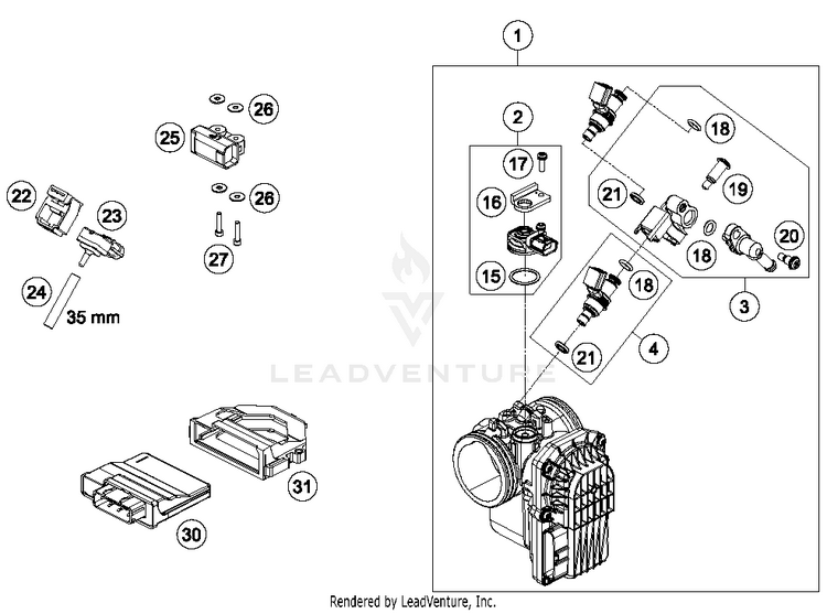Throttle Body 701 ENDURO ENGINE - 2017 Schematic