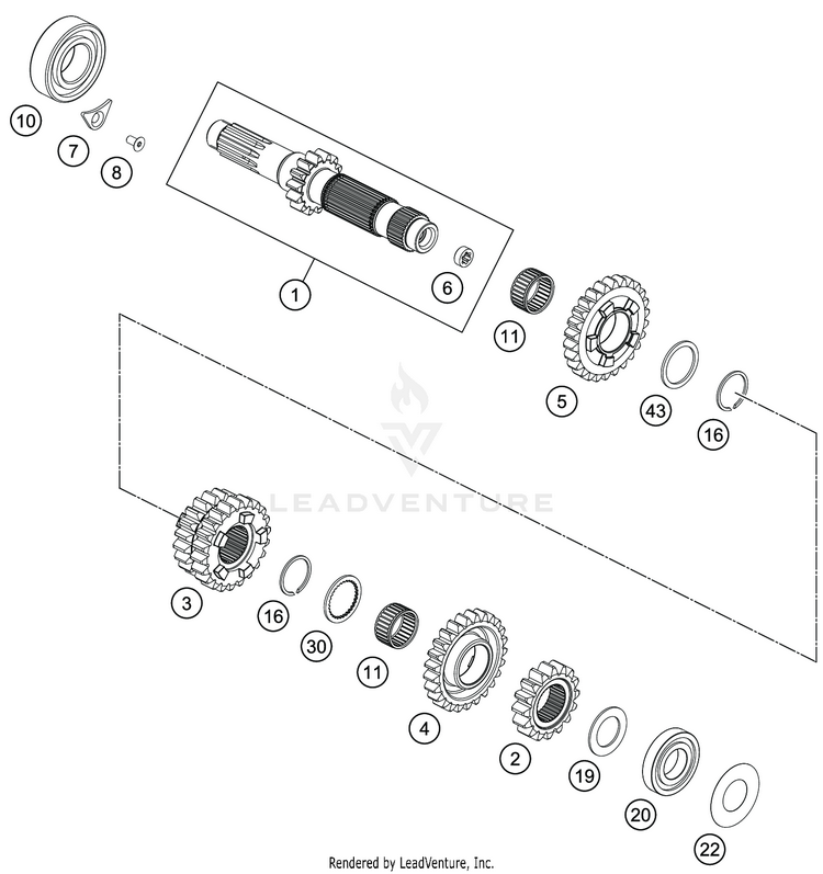 Transmission I - Main Shaft FE 350s Engine - 2021 Schematic
