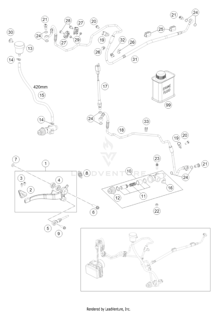 Rear Brake Control 701 ENDURO US CHASSIS - 2022 Schematic