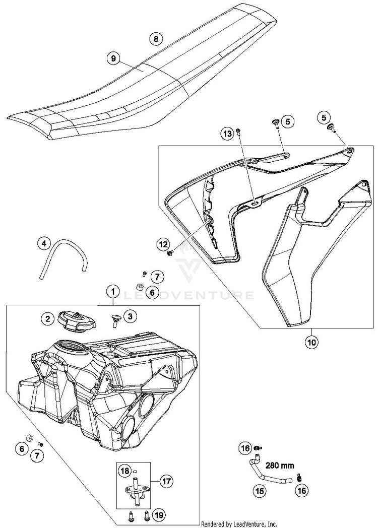 Tank, Seat TC 85 19/16 CHASSIS - 2019 Schematic