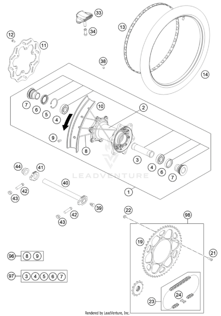 Rear Wheel FC 250 CHASSIS - 2023 Schematic