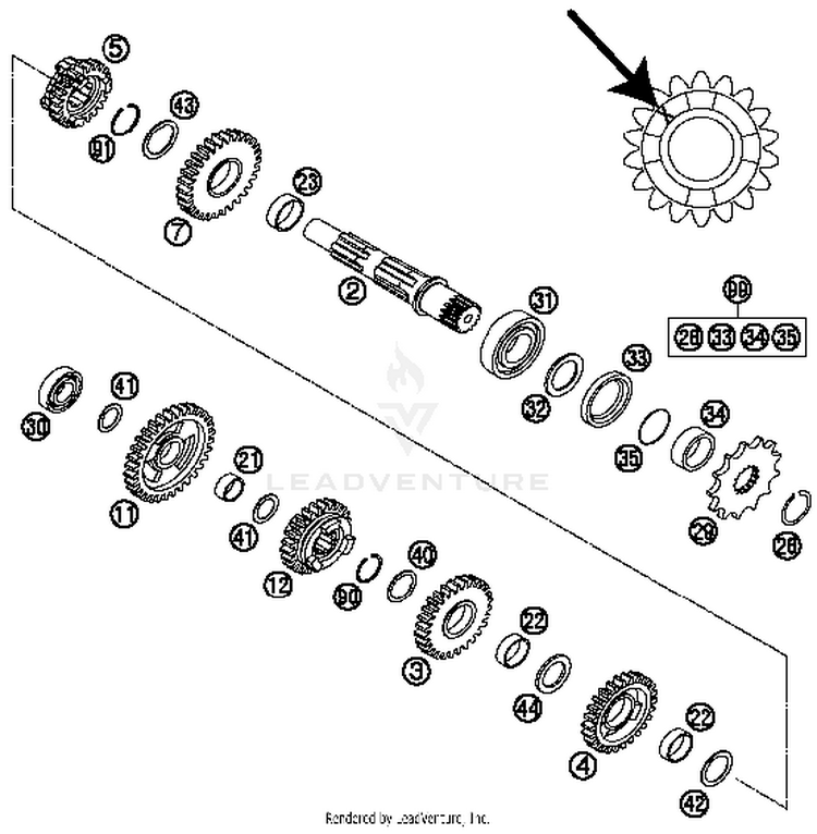 Transmission Ll - Countershaft TC 125 ENGINE - 2014 Schematic