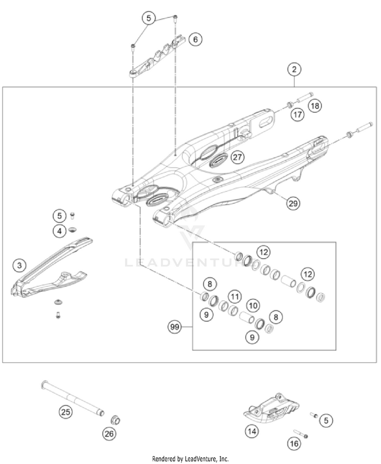 Swing Arm FX 350 CHASSIS - 2025 Schematic