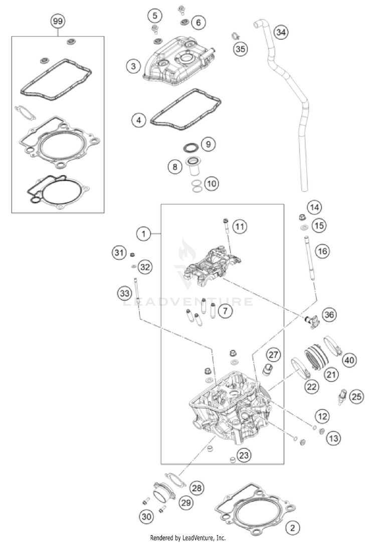 Cylinder Head FC 350 Engine - 2023 Schematic