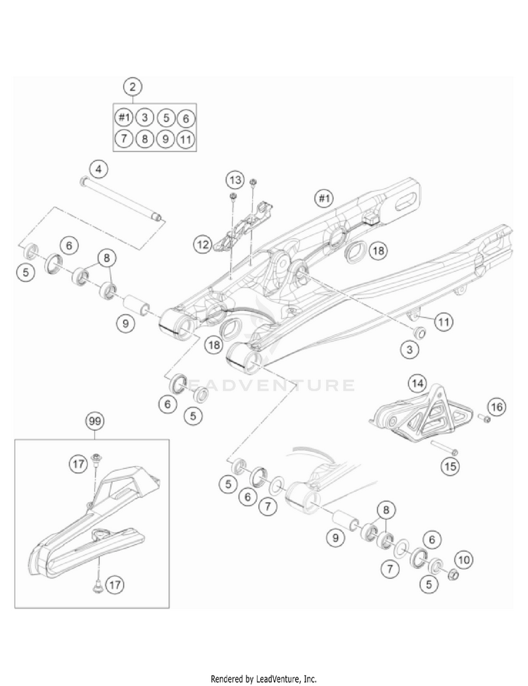 Swing Arm TC 85 17/14 EU CHASSIS - 2022 Schematic