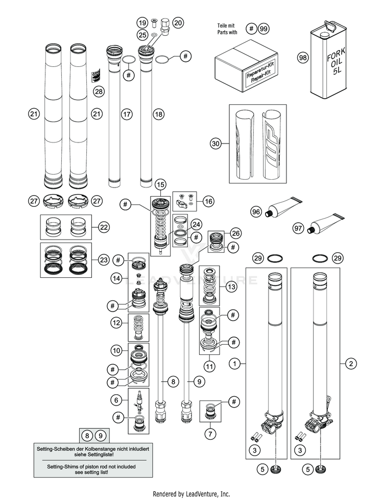 Front Fork Disassembled TC 125 CHASSIS - 2020 Schematic
