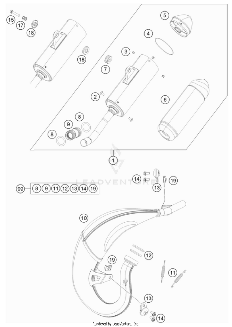 Exhaust System TC 85 19/16 CHASSIS - 2024 Schematic