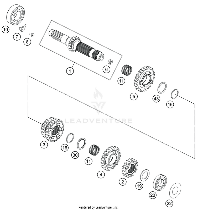 Transmission I - Main Shaft FE 350 ENGINE - 2020 Schematic
