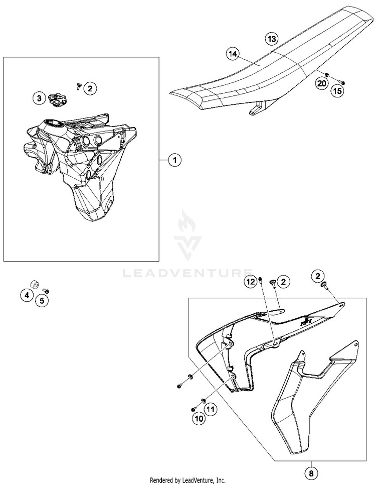 Tank, Seat FE 450 CHASSIS - 2019 Schematic