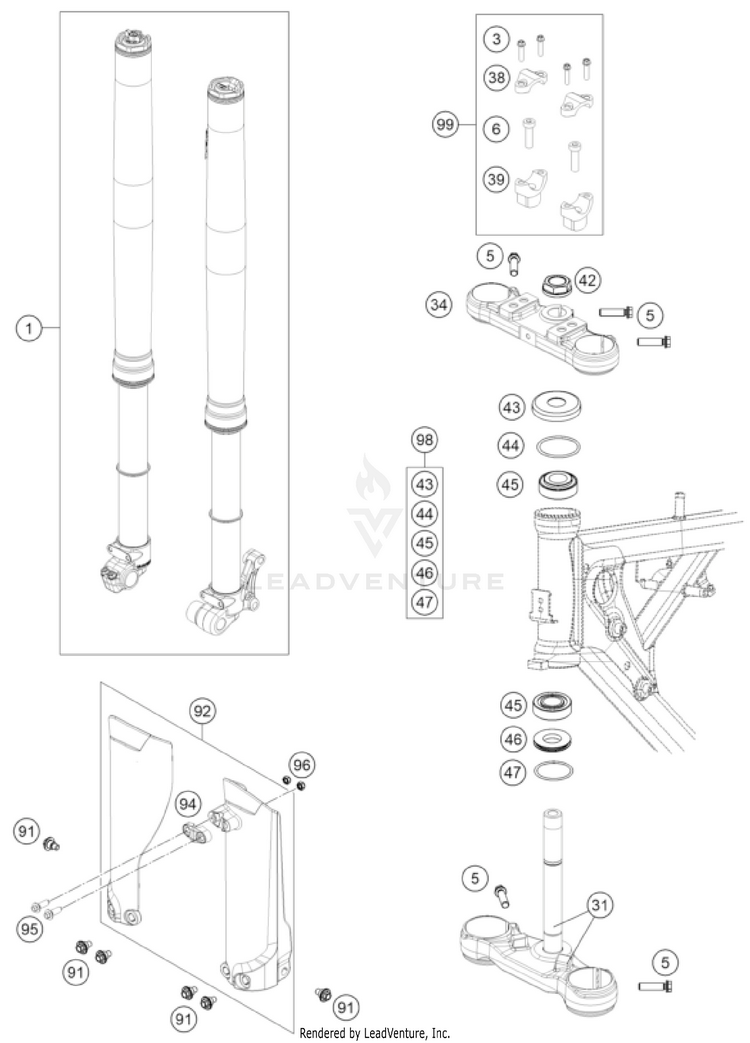 Front Fork, Triple Clamp TC 65 CHASSIS - 2023 Schematic