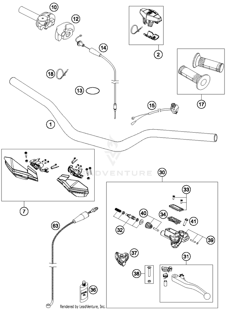 Handlebar, Controls TC 125 CHASSIS - 2014 Schematic