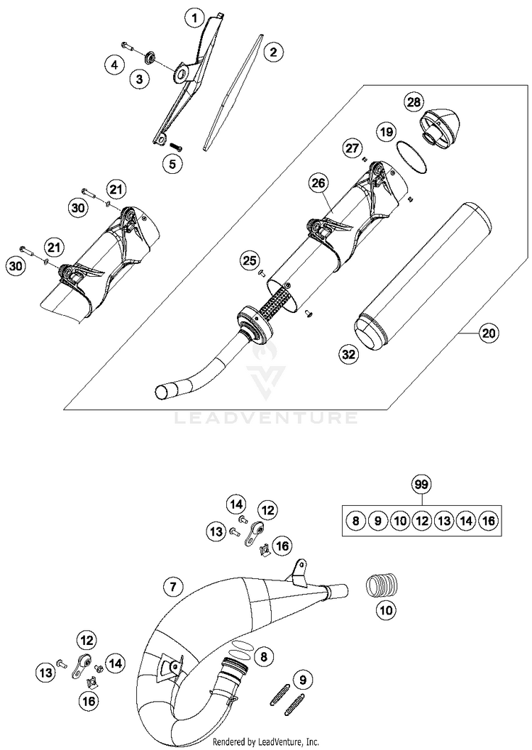 Exhaust System TC 125 CHASSIS - 2015 Schematic